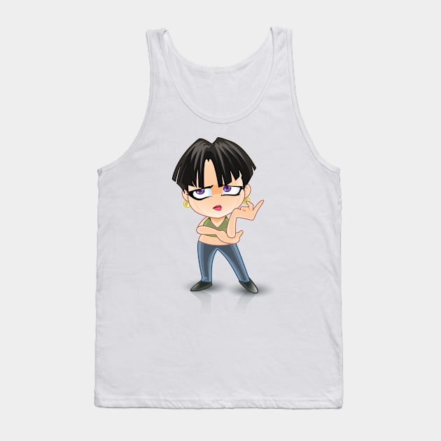 black short hair Troublemaker Girl cartoon character Tank Top by EDSERVICES